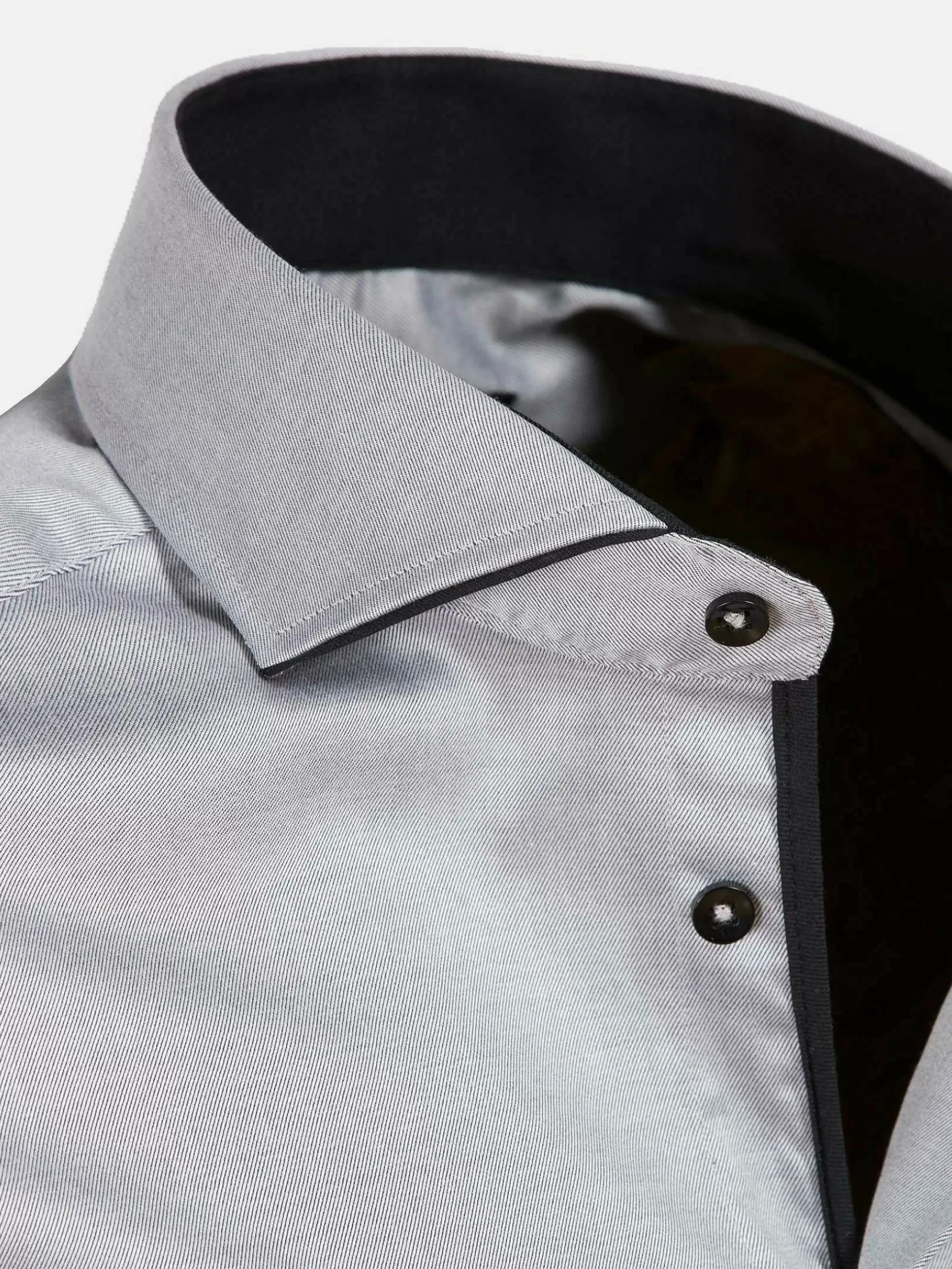 Wam Denim Overhemd Lange Mouwen|Terrassa Solid Grey Overhemd Lange Mouw