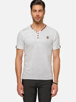 Wam Denim T-Shirts|Textured Design Wahar V-Neck White T-Shirt