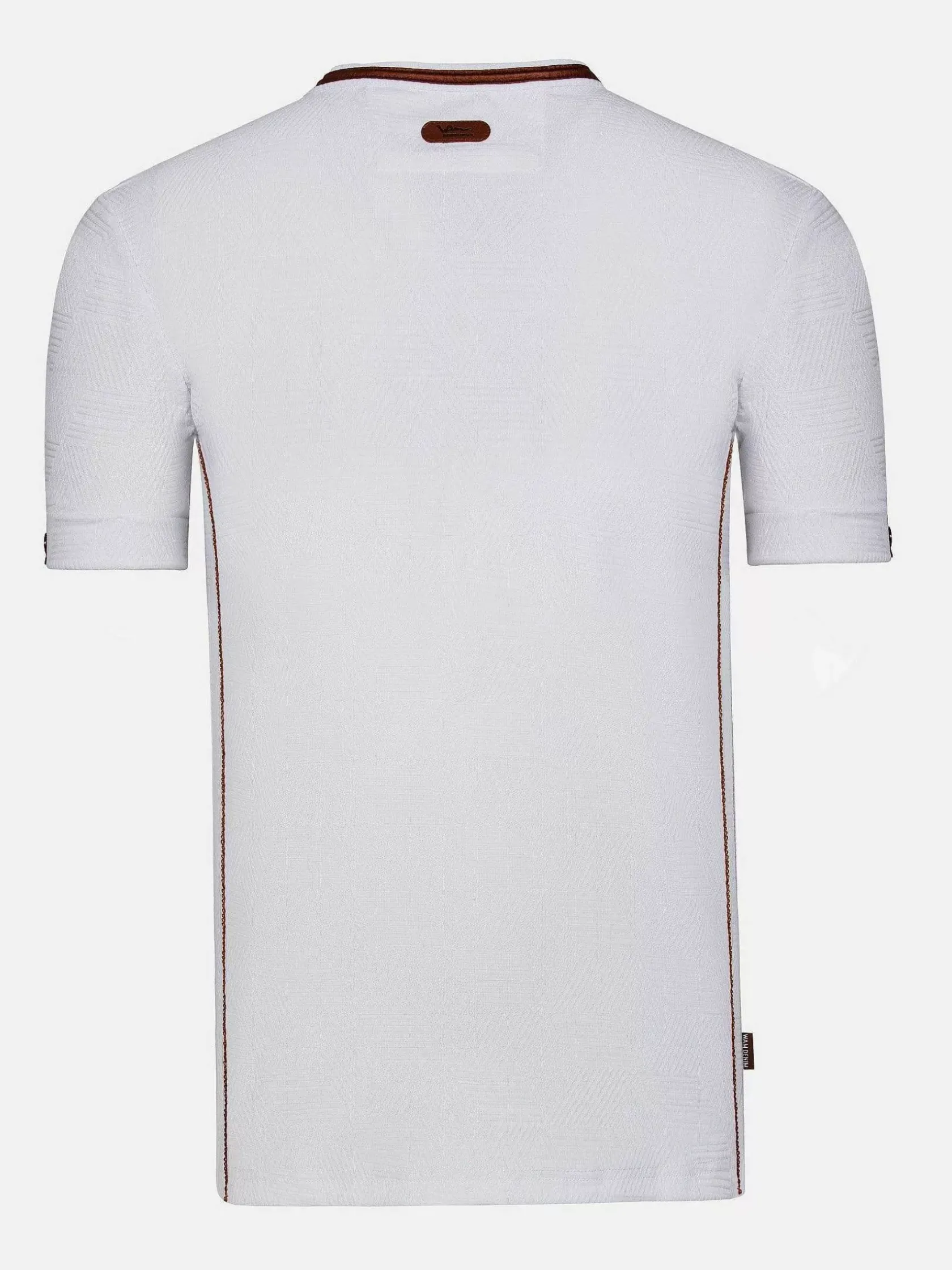 Wam Denim T-Shirts|Textured Design Wahar V-Neck White T-Shirt