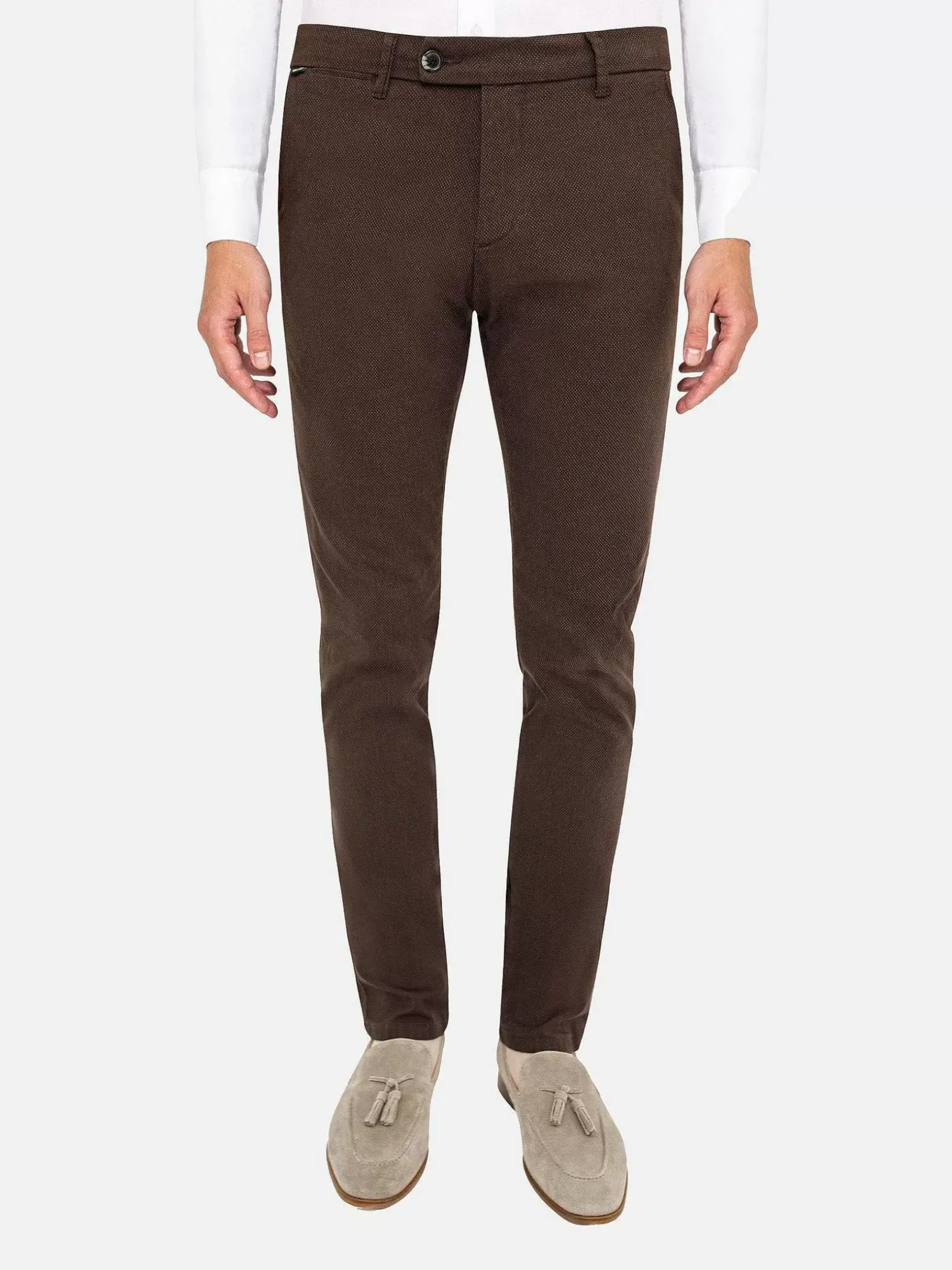 Wam Denim Chino'S|Thor Mini Pattern Check Brown Chino