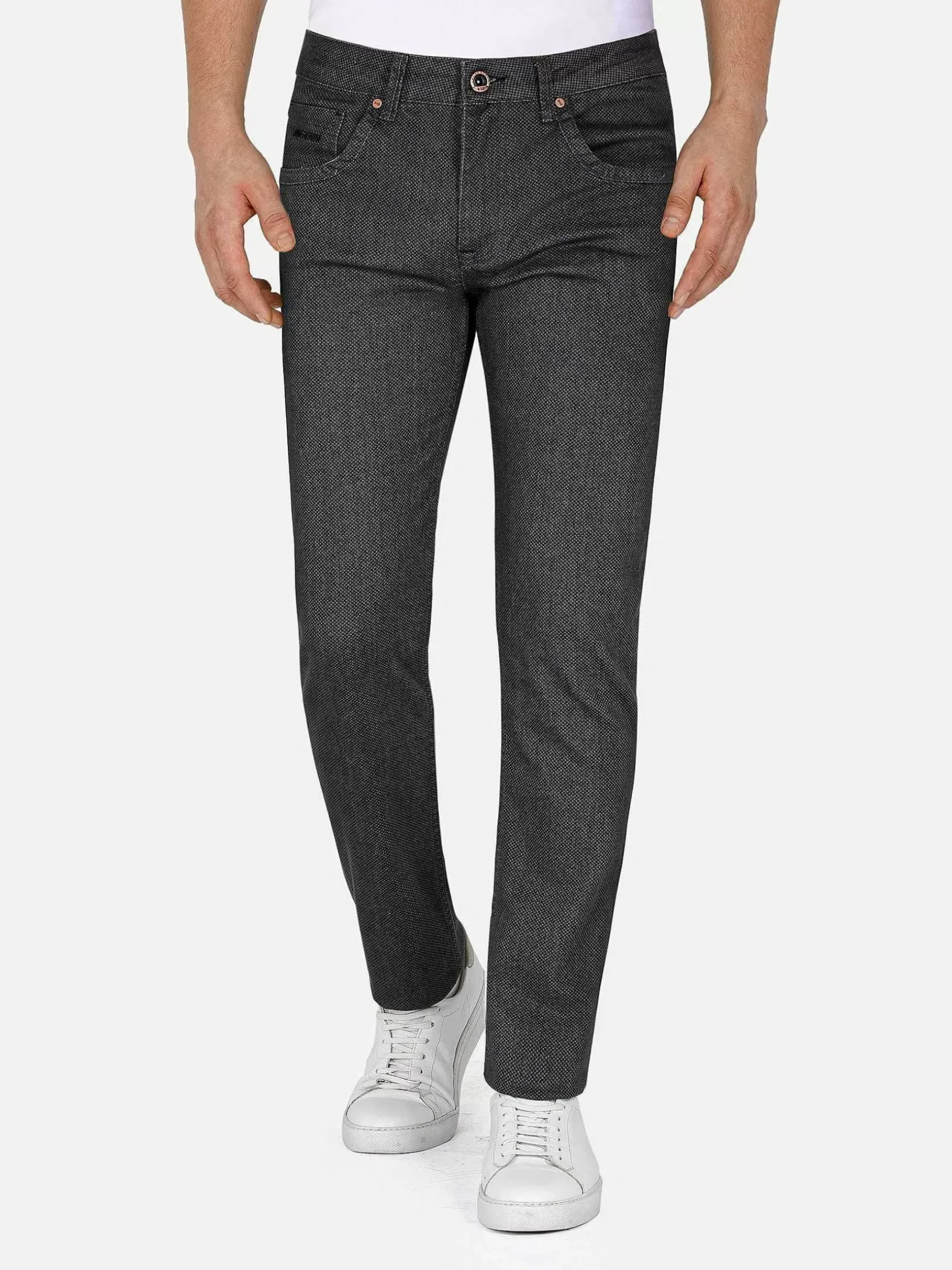 Wam Denim Jeans|Twilight Mini Check Slim Fit Anthracite Jeans