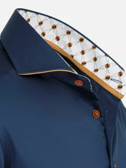 Wam Denim Overhemd Lange Mouwen|Vercelli Solid Navy Overhemd Lange Mouw