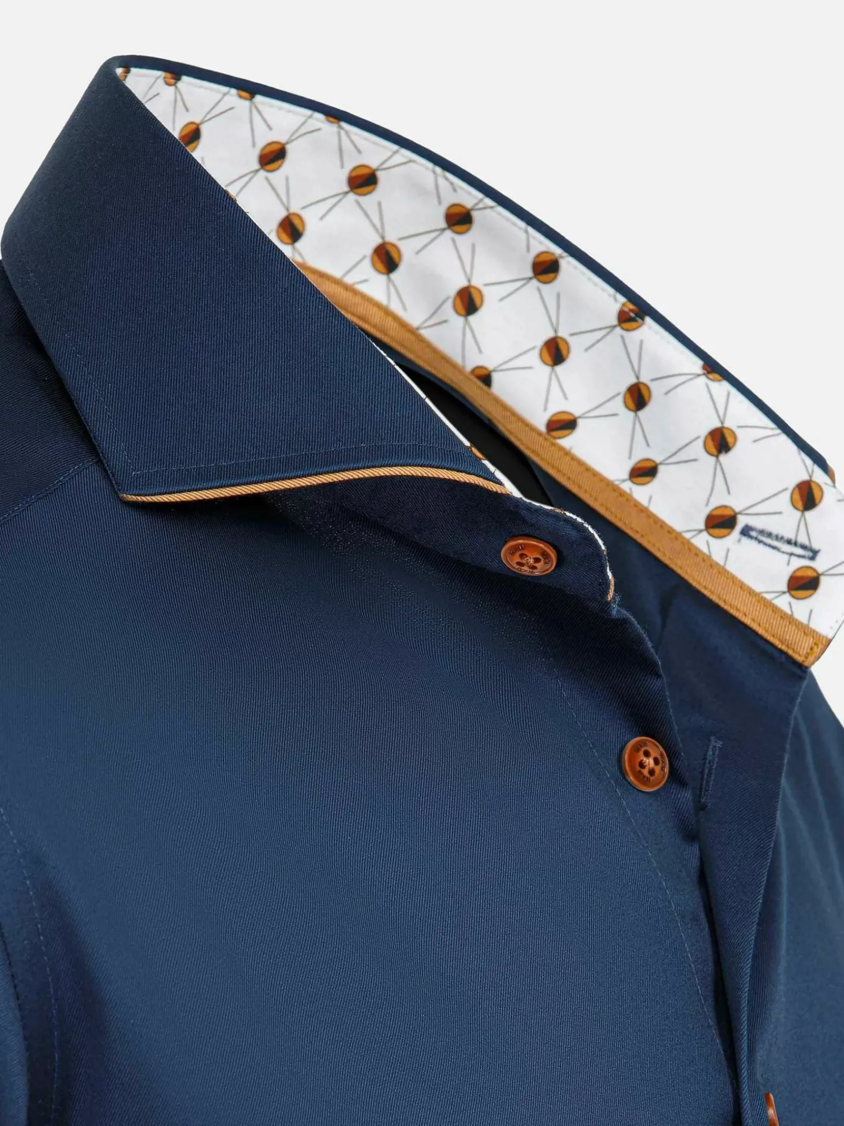 Wam Denim Overhemd Lange Mouwen|Vercelli Solid Navy Overhemd Lange Mouw