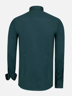 Wam Denim Overhemd Lange Mouwen|Vercelli Solid Petrol Overhemd Longe Mouw