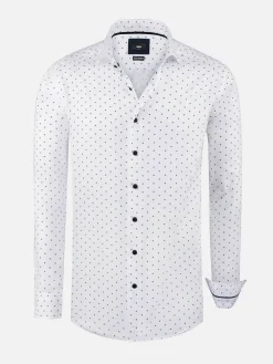 Wam Denim Overhemd Lange Mouwen|Verdantia Coffee Bean Pattern White Overhemd Lange Mouw
