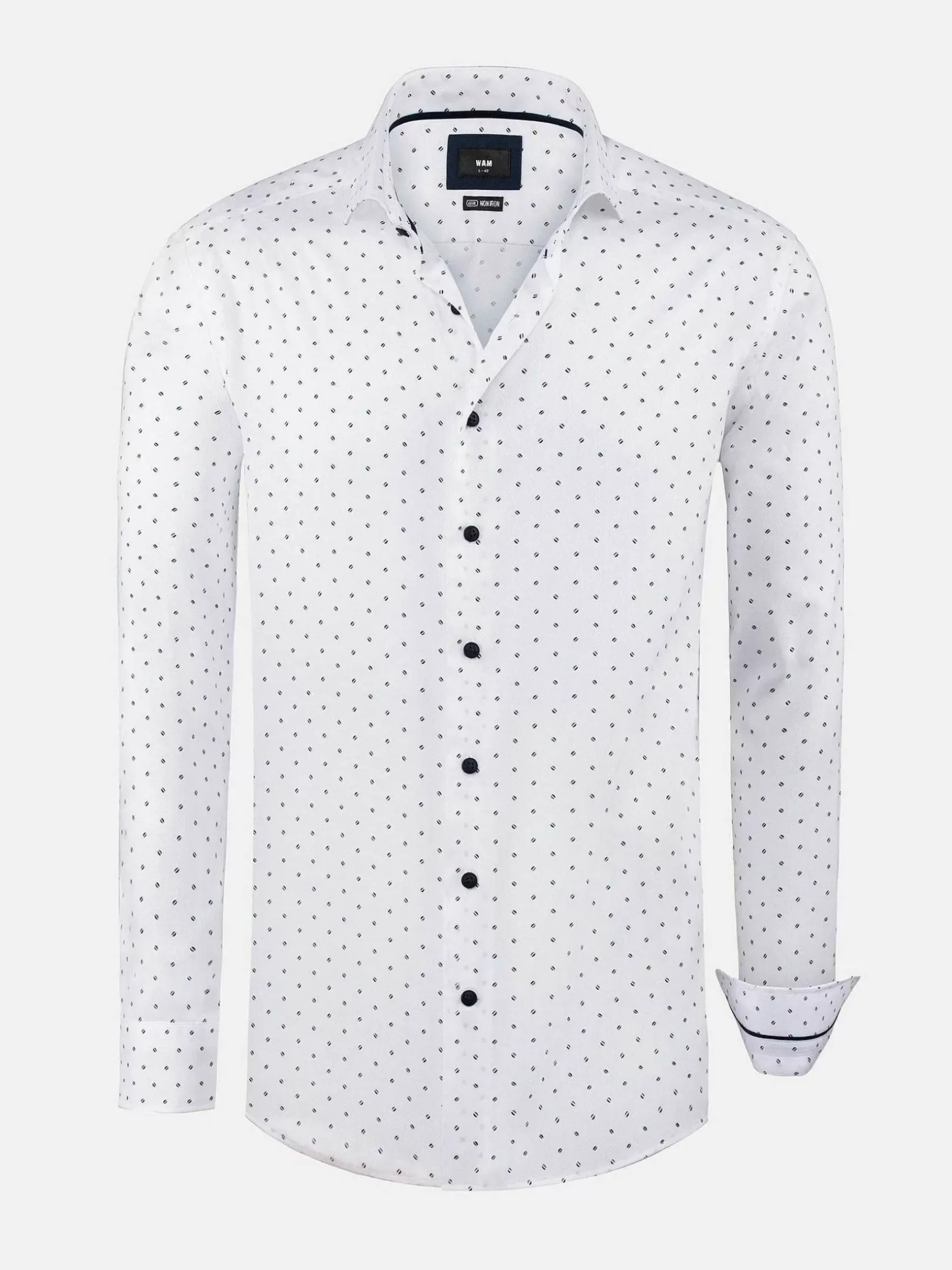 Wam Denim Overhemd Lange Mouwen|Verdantia Coffee Bean Pattern White Overhemd Lange Mouw