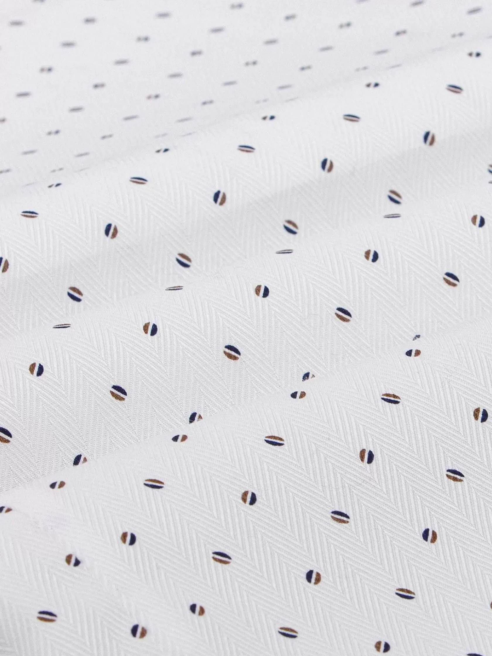 Wam Denim Overhemd Lange Mouwen|Verdantia Coffee Bean Pattern White Overhemd Lange Mouw