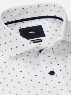 Wam Denim Overhemd Lange Mouwen|Verdantia Coffee Bean Pattern White Overhemd Lange Mouw