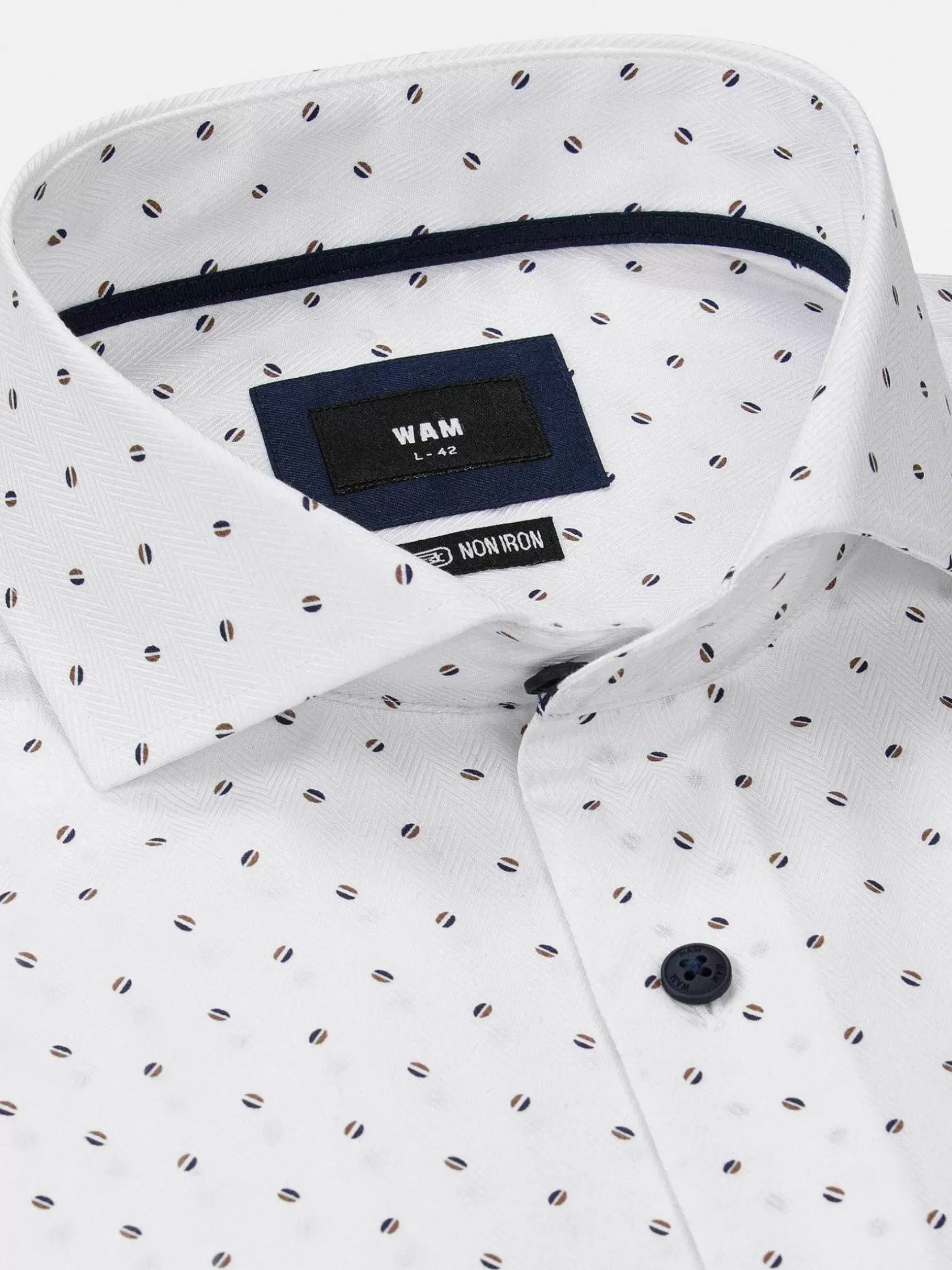 Wam Denim Overhemd Lange Mouwen|Verdantia Coffee Bean Pattern White Overhemd Lange Mouw