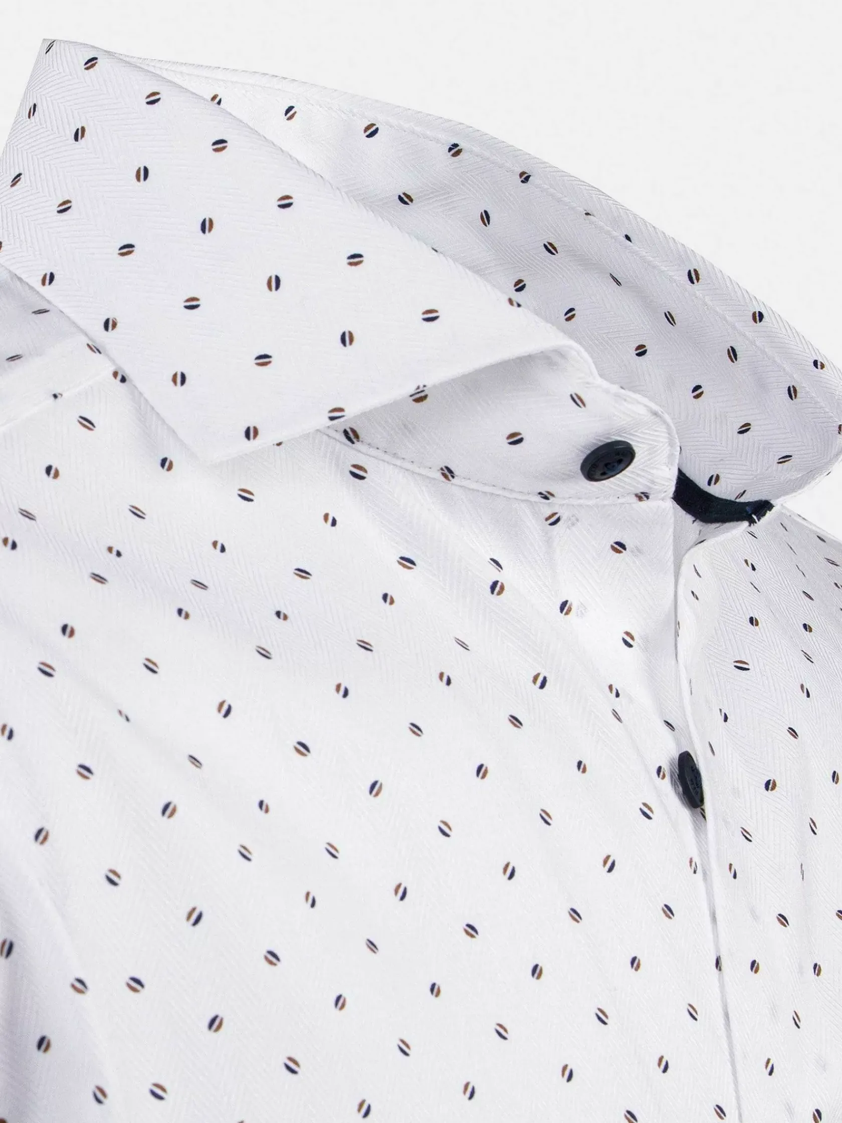 Wam Denim Overhemd Lange Mouwen|Verdantia Coffee Bean Pattern White Overhemd Lange Mouw