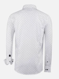 Wam Denim Overhemd Lange Mouwen|Verdantia Coffee Bean Pattern White Overhemd Lange Mouw