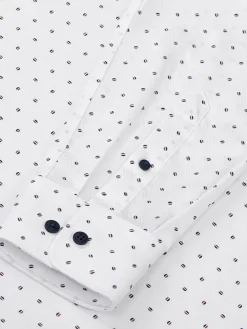 Wam Denim Overhemd Lange Mouwen|Verdantia Coffee Bean Pattern White Overhemd Lange Mouw
