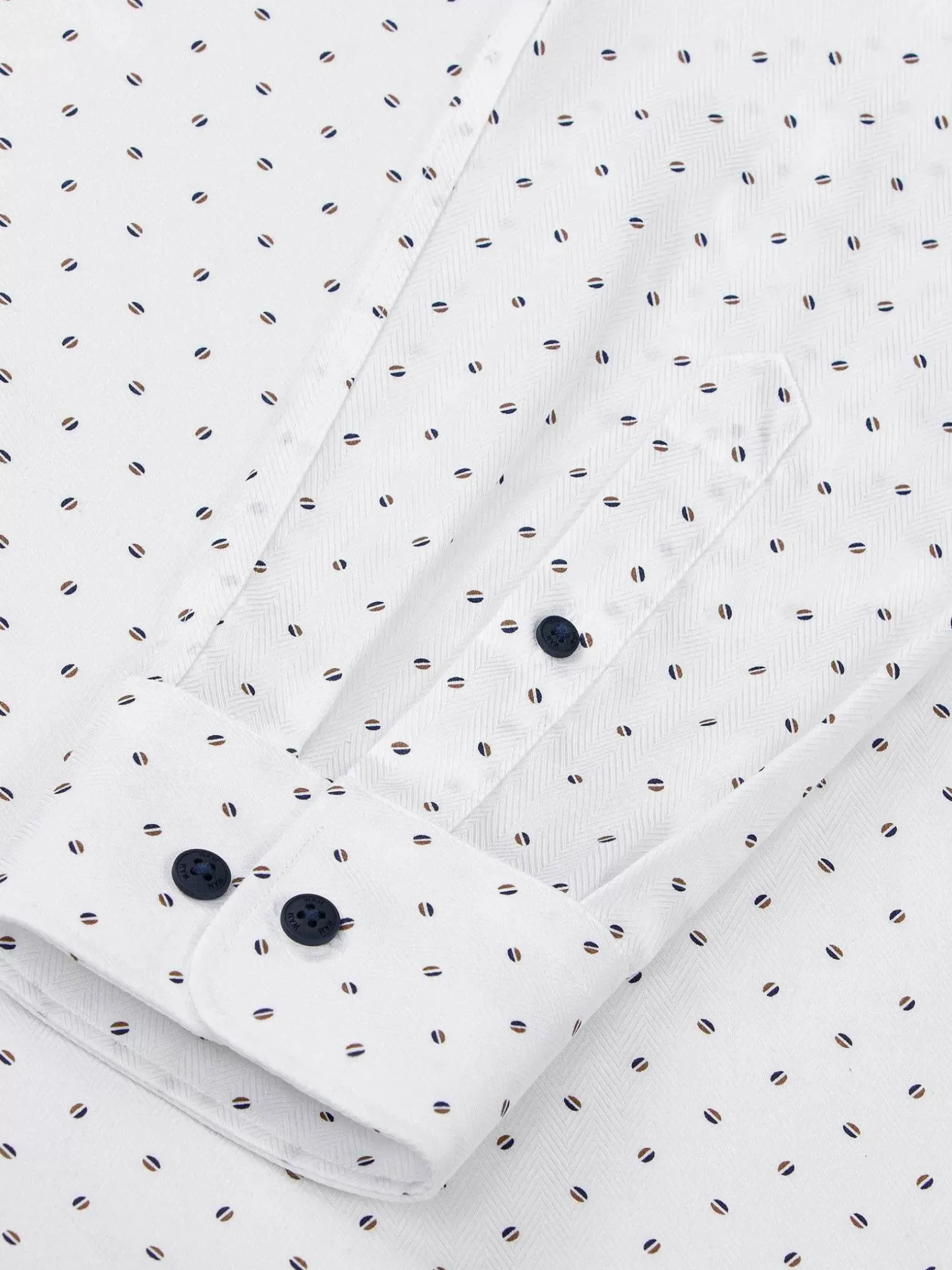 Wam Denim Overhemd Lange Mouwen|Verdantia Coffee Bean Pattern White Overhemd Lange Mouw