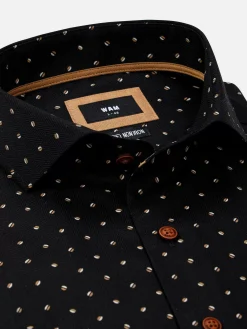 Wam Denim Overhemd Lange Mouwen|Verdantia Coffee Bean Pattern Black Overhemd Lange Mouw