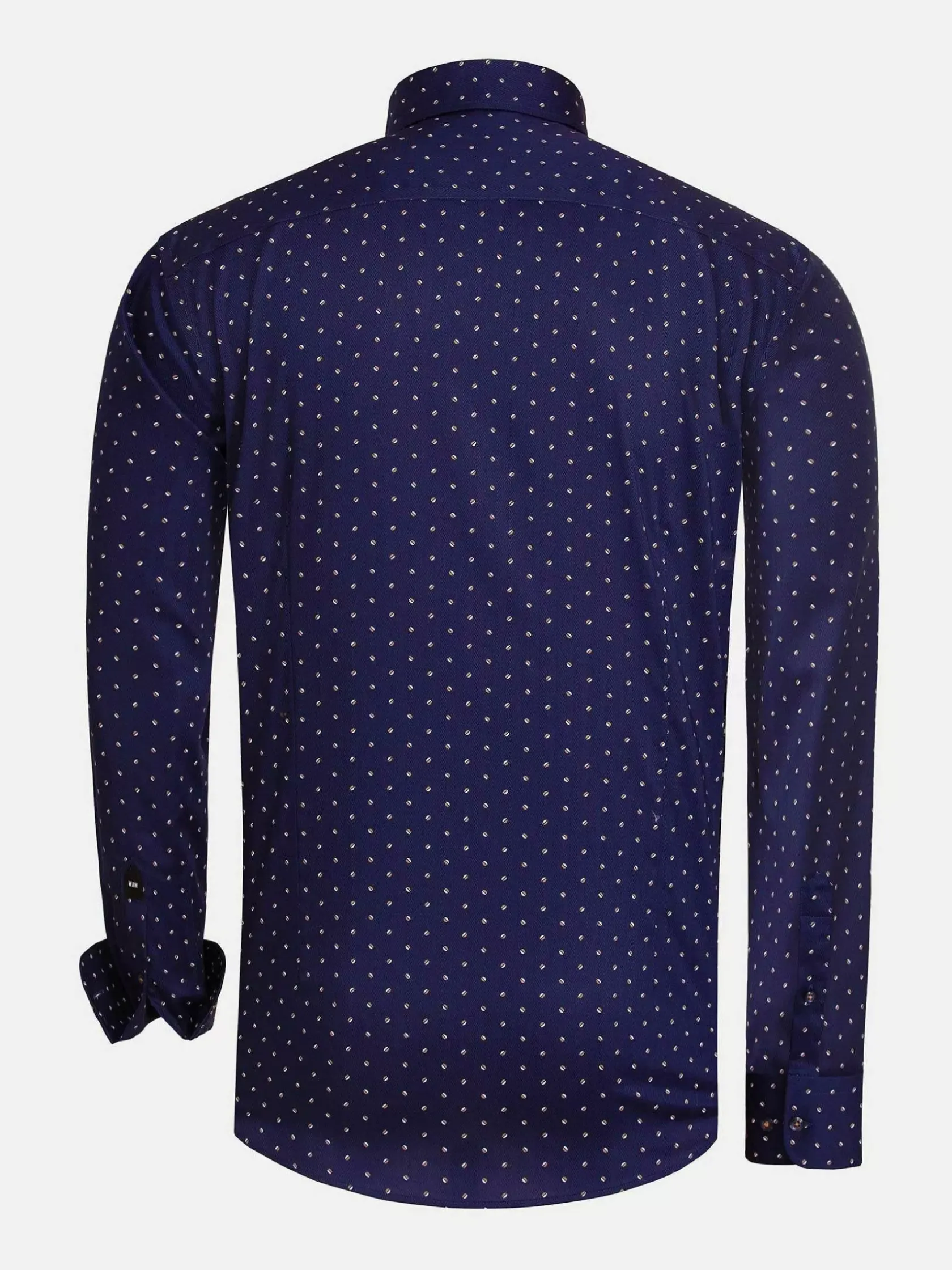 Wam Denim Overhemd Lange Mouwen|Verdantia Coffee Bean Pattern Navy Overhemd Lange Mouw