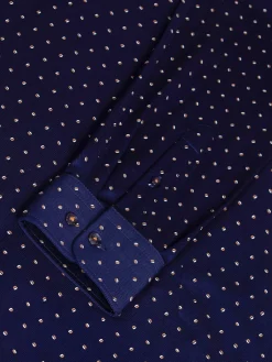 Wam Denim Overhemd Lange Mouwen|Verdantia Coffee Bean Pattern Navy Overhemd Lange Mouw