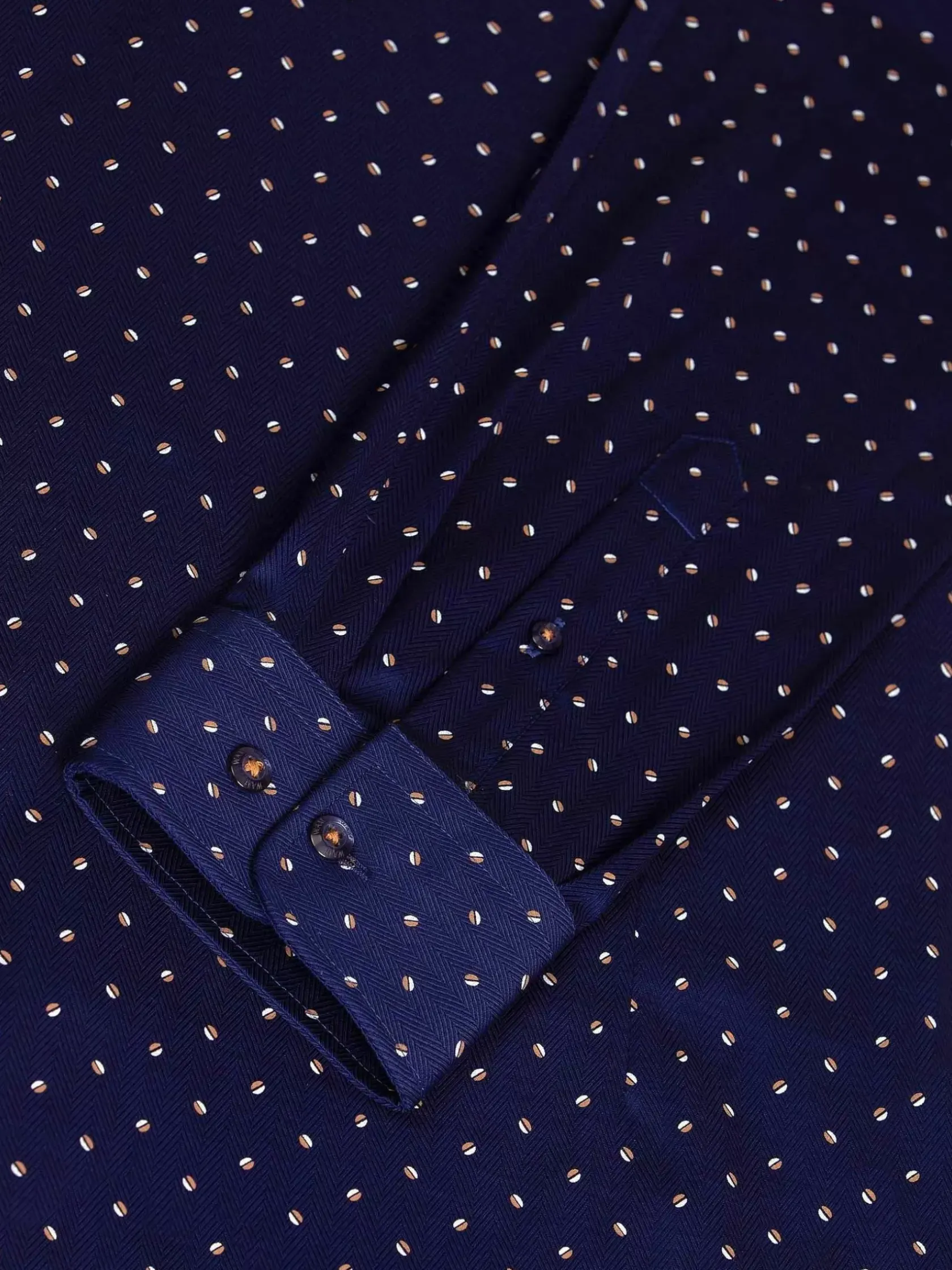 Wam Denim Overhemd Lange Mouwen|Verdantia Coffee Bean Pattern Navy Overhemd Lange Mouw
