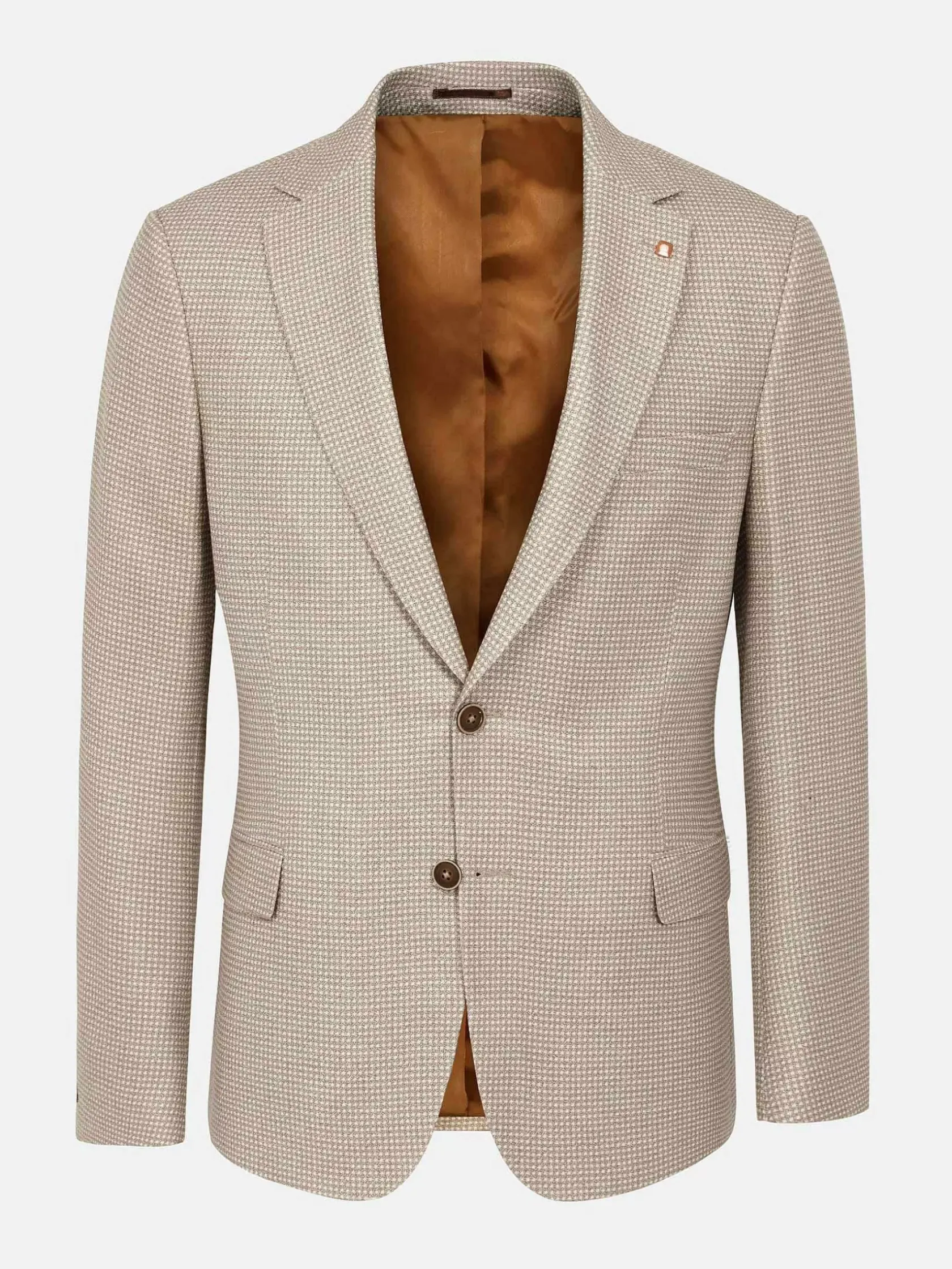Wam Denim Colberts|Vivia Single Breasted Check Dark Beige Colbert