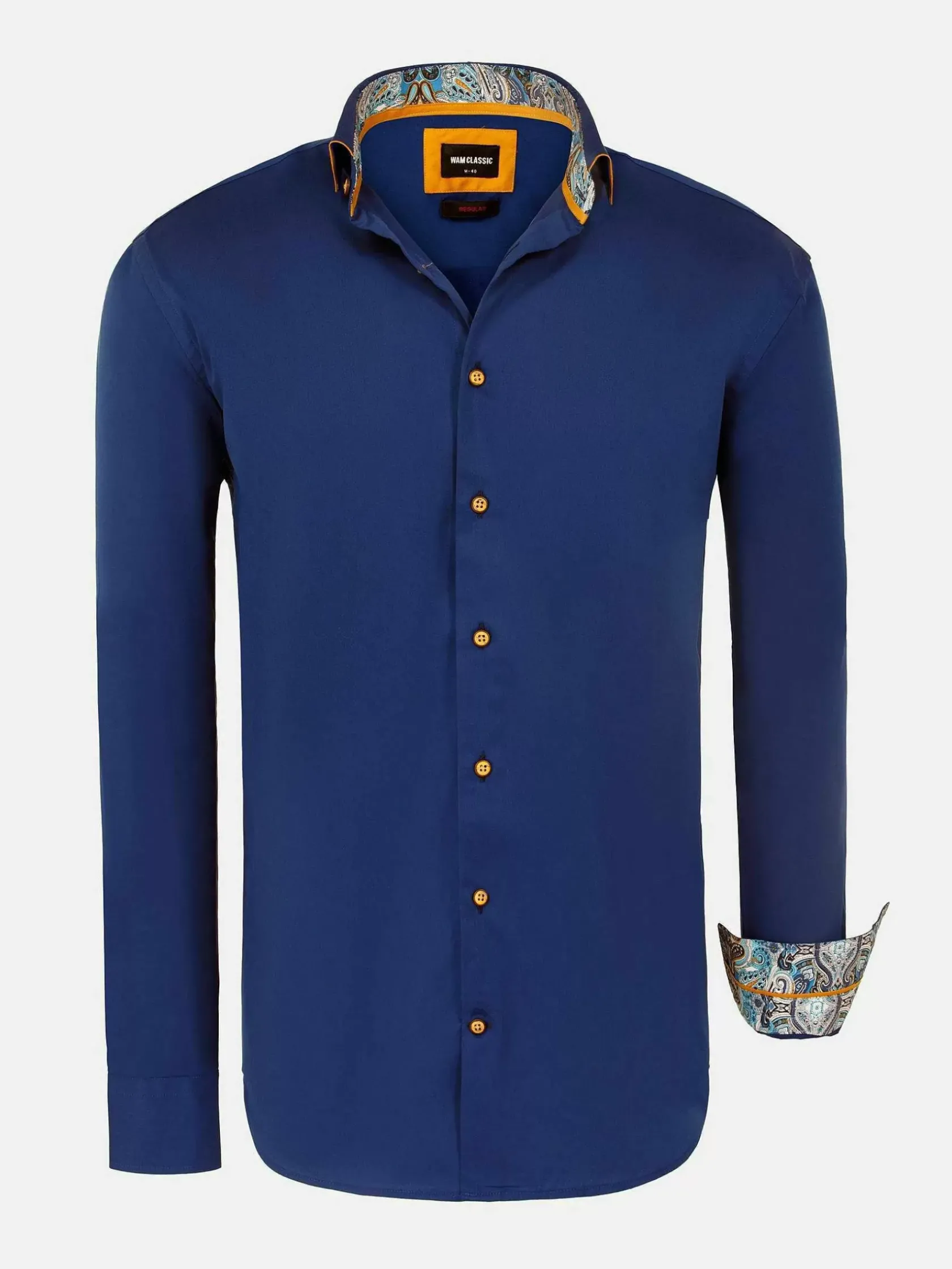 Wam Denim Overhemd Lange Mouwen|Waylon Regular Fit Navy Overhemd