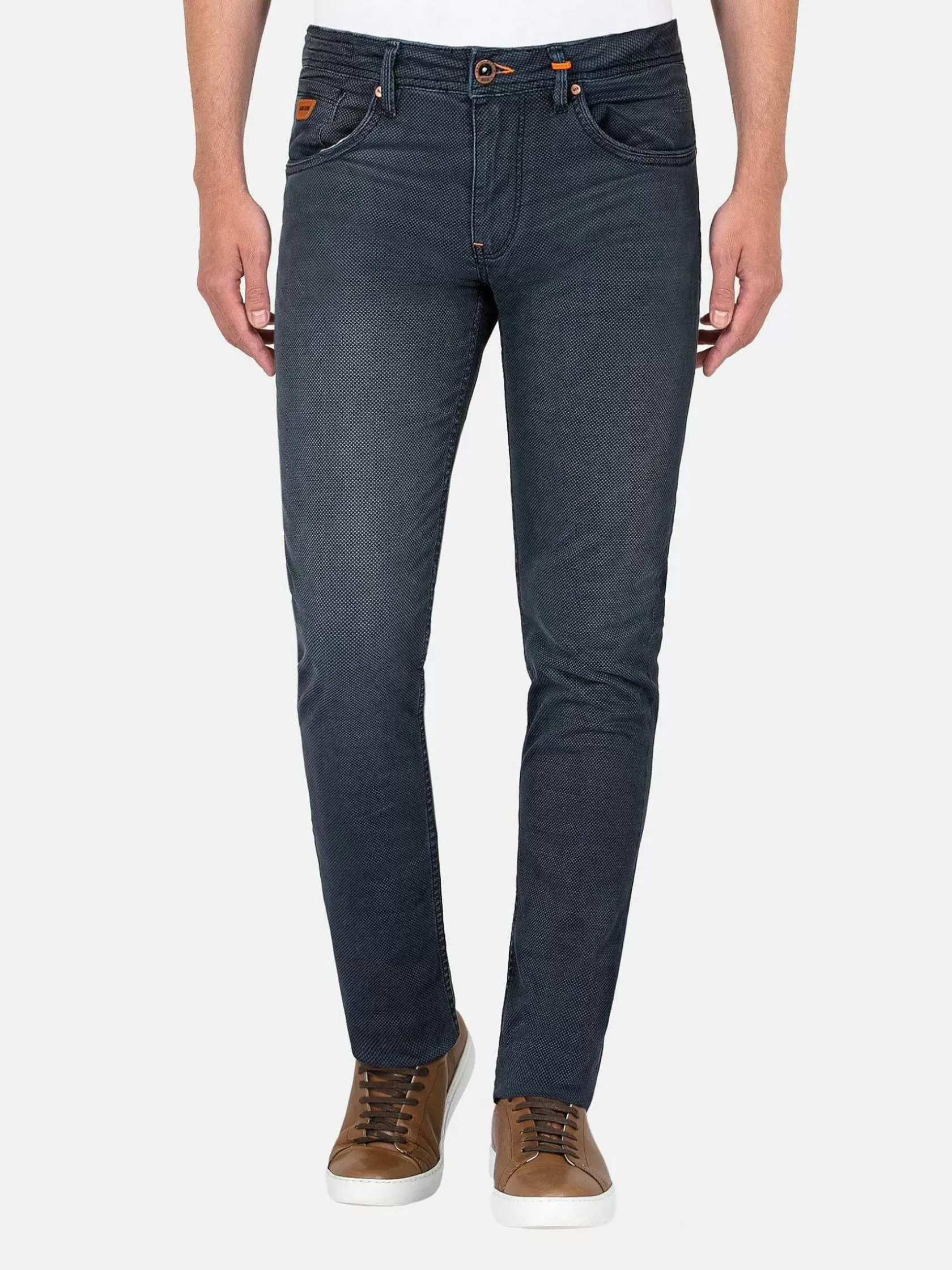 Wam Denim Jeans|Zion Mini Check Slim Fit Navy Jeans